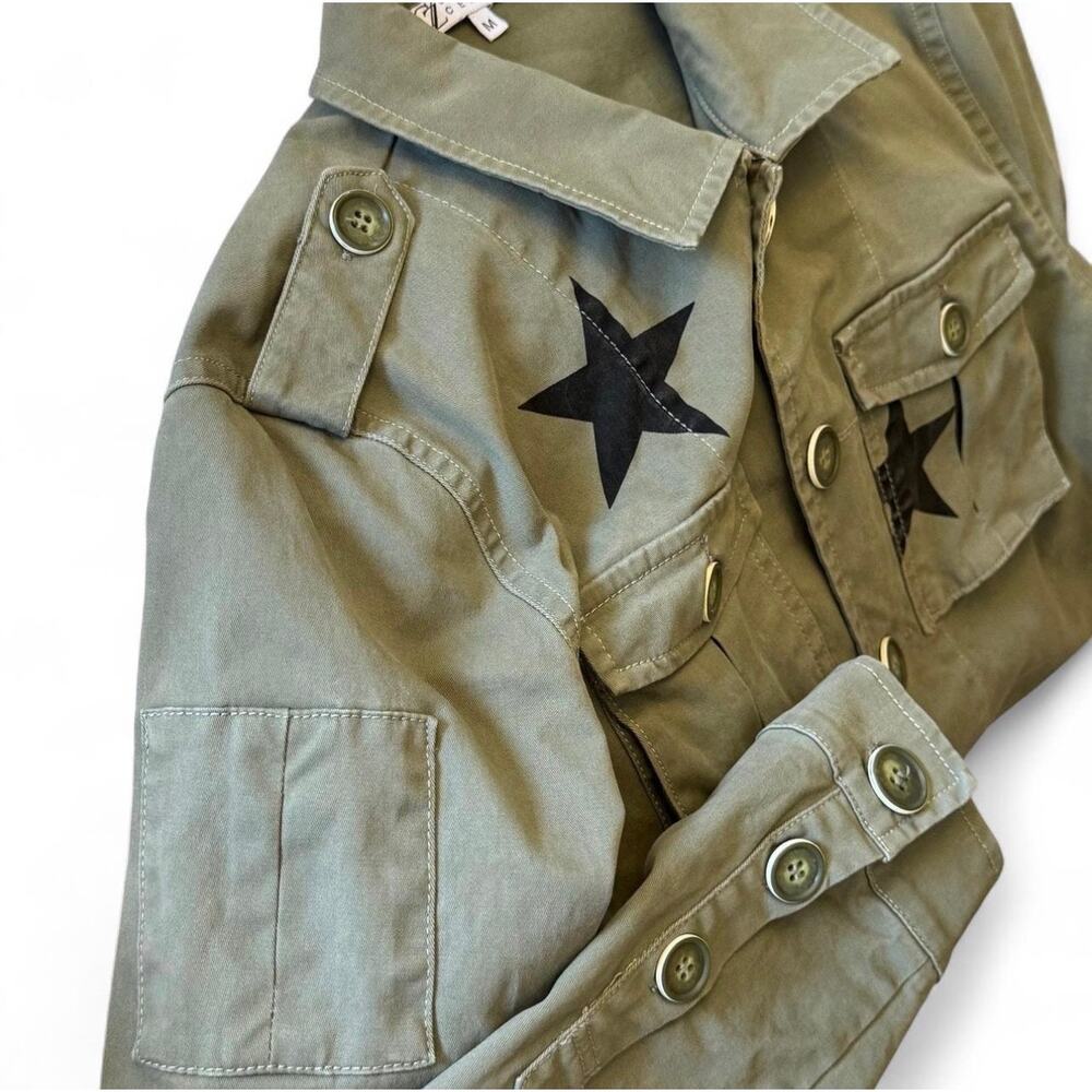 Cezele Olive Green Black Star Military Utility Jacket Size M - Picture 4 of 15